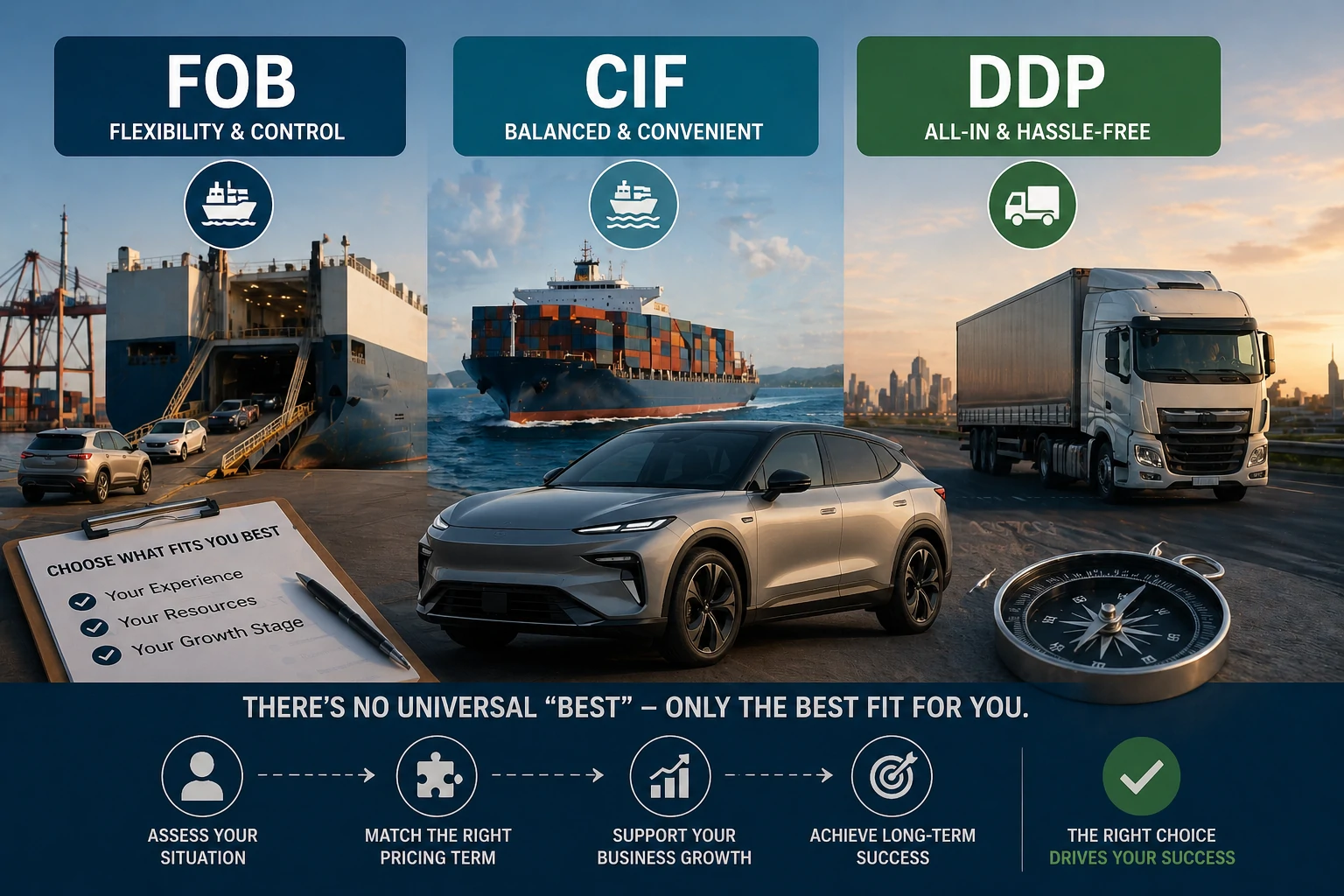 FOB vs CIF vs DDP in Car Export: Which Pricing Term Is Best for You